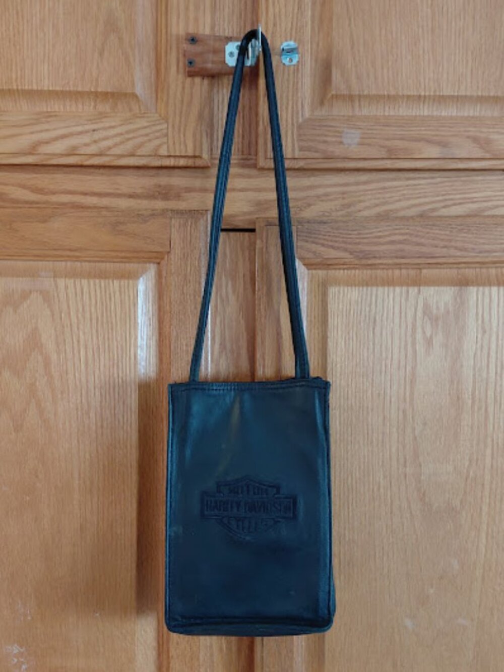 Vintage 90's Y2K Harley Davidson Black Leather Embroidered Shoulder Bag Purse